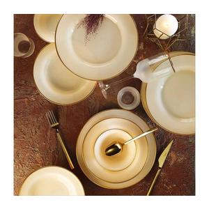 Set de veselă din porțelan, 18 piese, bej/auriu imagine