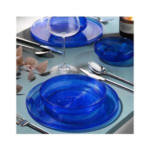 Set de masă, 18 piese, albastru/sticlă imagine