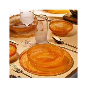 Set de masă 18 piese portocaliu/sticlă imagine