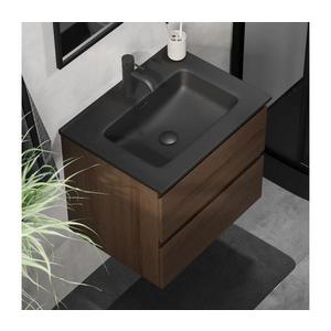 Dulap de baie cu lavoar KENWOOD, 61 cm, nuc/negru imagine