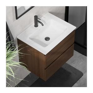 Dulap pentru baie cu lavoar KENWOOD, 61 cm, nuc/alb imagine