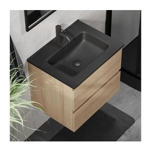 Dulap pentru baie cu lavoar KENWOOD, 61 cm, stejar/negru imagine