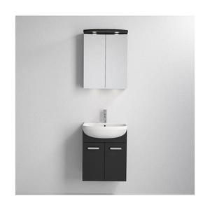 Dulap de baie Vang cu chiuvetă + oglindă-cabinet cu LED, 230V, IP44, negru imagine