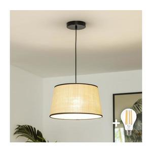 Lustră LED pe cablu CERIA 1xE27/40W/230V, diametru 35 cm, bej - Brilagi imagine