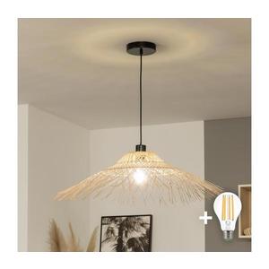 Brilagi - Candelabru LED suspendat pe cablu CERIA BOHO, 1xE27/40W/230V, Ø 100 cm, bambus imagine