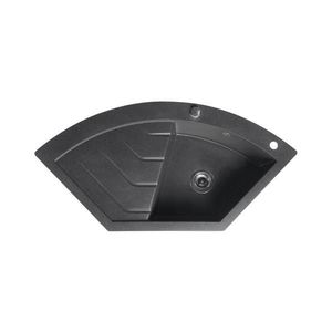 Sapho - Chiuvetă de colț din granit pentru bucătărie 114 x 57, 5 cm, negru imagine