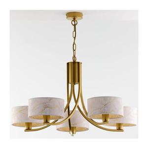 Jupiter 2097 - Candelabru suspendat pe lanț ARTHUR 5xE27/15W/230V alb/auriu/decor marmură imagine