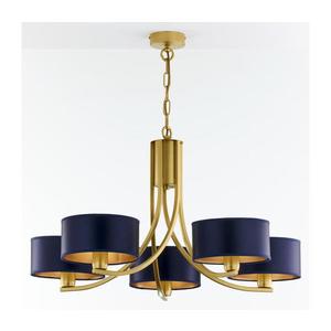 Jupiter 2094 - Candelabru ARTHUR suspendat cu lanț, 5xE27/15W/230V, albastru/auriu imagine