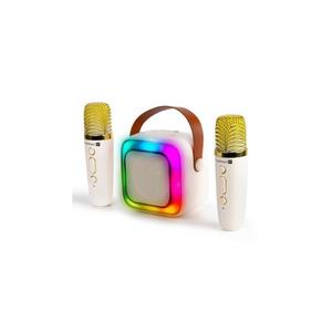 Boxă LED RGB cu 2 microfoane fără fir 5W/1200 mAh + 2x 400 mAh crem./auriu imagine