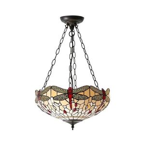 Endon 70759 - Lustră Tiffany DRAGONFLY pe lanț, 3 x E27, 60W, 230V, Ø 41 cm imagine