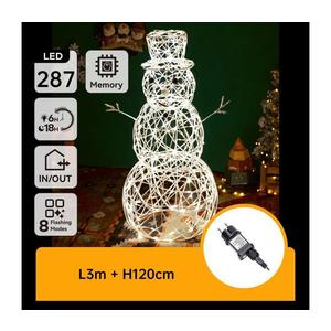 - Decorațiune LED de Crăciun pentru exterior, om de zăpadă, 3, 6W/31/230V, 2700K, 120cm, IP44 imagine