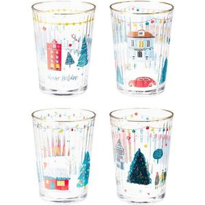 Set de 4 pahare de Crăciun Xmas House 500 ml imagine