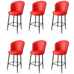 Set de scaune de bar Uras Red and Black, 6 buc., roșu, 6 buc. imagine