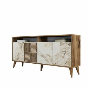 Dulap Milan Walnut and White Marble, bej imagine