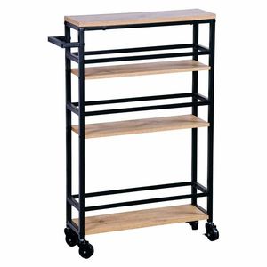 Kesper 27842 Raft pentru nișă pe roți, bambus/metal, 81 x 15 x 50 cm imagine