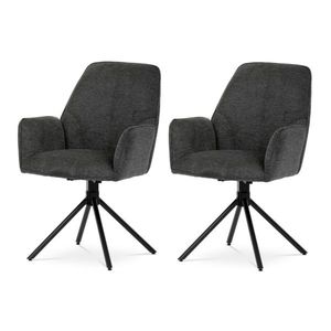 Set de scaune de sufragerie cu mecanism deîntoarcere HC-522 GREY2, 2 buc., gri închis imagine