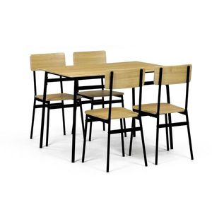 Set de sufragerie Industrial cu 4 scaune, 110 x 70x 76 cm, stejar sălbatic imagine