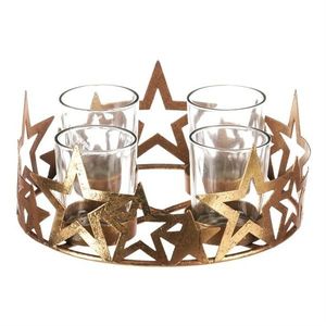Sfeșnic de Advent cu sticlă Stea, metal, auriu, 18x 18 x 8 cm, auriu imagine