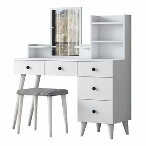 Masa de toaletă Bela White cu scaun imagine