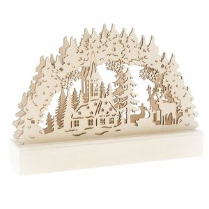 Decorațiune de Crăciun din lemn cu LED-uri Cerb șibiserică maro, 22 x 15 x 5 cm imagine