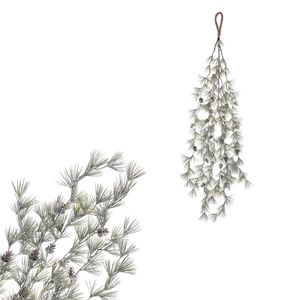 Ramură artificială de larice cu conuri, 100 cm, cu efect înghețat imagine