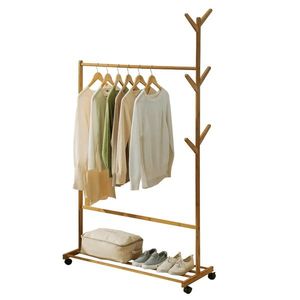 Cuier mobil Vikir tip 3, bambus, 100 x 35 x 174 cm imagine