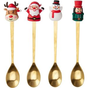 Set of 4 golden spoons with Christmas decoration imagine