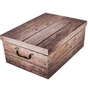 Cutie de depozitare cu capac Wood, gri, 51 x 37 x24 cm, gri imagine