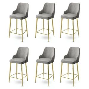 Set de scaune de bar Enox Grey and Gold, 6 buc., gri, 6 buc. imagine