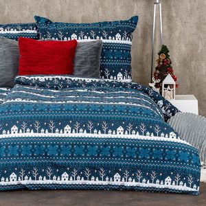 Lenjerie de pat 4Home Winter village, din bumbac, 160 x 200 cm, 70 x 80 cm imagine