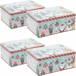 Set de 4 cutii metalice de Crăciun Holly Jolly, 22× 16 × 9, 1 cm, L imagine