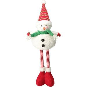 Snowman standing with green scarf, telescopic legs, 57 cm, verde imagine