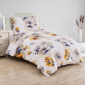 Lenjerie de pat din microfibră Flori colorate, 140x 200 cm, 70 x 90 cm imagine