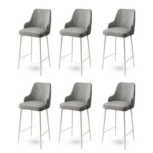 Set de scaune de bar Enox Grey and White, 6 buc., gri, 6 buc. imagine