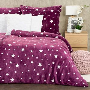 Lenjerie de pat din microflanel 4Home Stars violet, 140 x 200 cm, 70 x 90 cm imagine