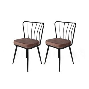 Set de scaune de sufragerie Yildiz Light Brown andBlack, 2 buc., maro deschis, 2 buc. imagine