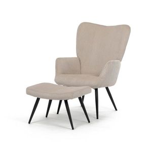 Scaun pentru relaxare cu suport pentru picioare L7285 CRM6, crem, crem deschis imagine