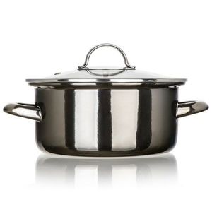Banquet Oală emailată METALLIC Black 20 cm, 2 l, cu capac, 20 cm imagine