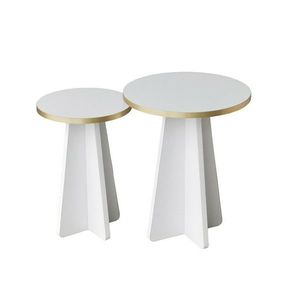 Set de măsuțe de cafea Mushroom Gold andWhite, 2 buc., alb imagine