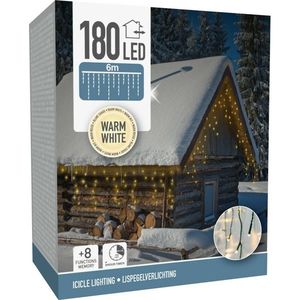 Instalație luminoasă de Crăciun Icicle alb cald, 180 LED, M imagine