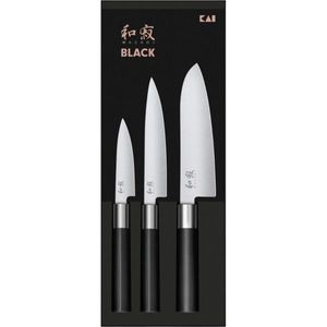 Set de 3 cuțite Kai Wasabi Black – universal mic, universal mare și santoku imagine