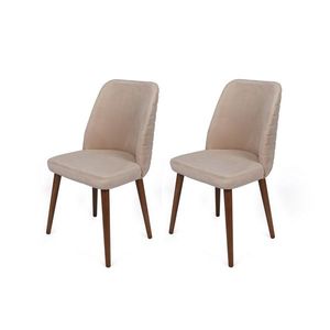 Set de scaune de sufragerie Tutku Cream andWalnut, 2 buc., crem deschis imagine