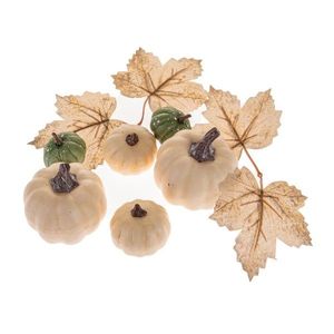 Set de decorațiuni de toamnă, dovleci și frunze, 10 bucăți imagine