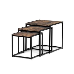 Set de măsuțe de conferință, lemn vechi, 3 buc., maro închis imagine