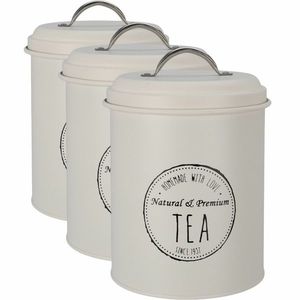 Set de cutii metalice Excellent Houseware pentrualimente 13, 5 x 18 cm, 3 buc., crem, crem deschis, L imagine