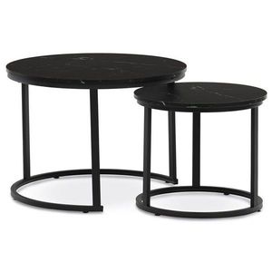 Set de măsuțe de conferință, marmură neagră, 2buc., negru imagine