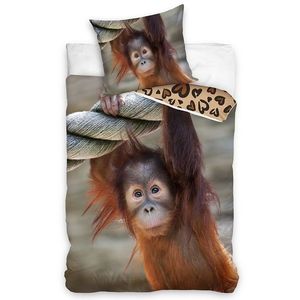 Lenjerie de pat din bumbac Opice Orangutan, 140 x200 cm, 70 x 90 cm imagine