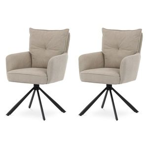 Set de scaune de sufragerie cu mecanism deîntoarcere HC-X1128 LAN2, manșestru, 2 buc., bej imagine