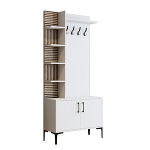 Cuier cu dulap pentru pantofi și rafturi ViyanaWhite, alb imagine