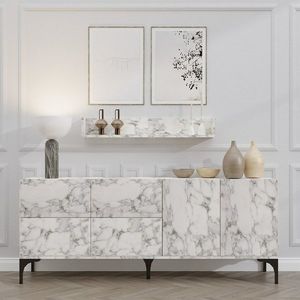 Dulap cu raft Stella Carrara Marble, gri deschis imagine